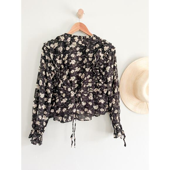 DOÊN Doen | Luca Anemone Black Floral Top | Sz XS | Prairie whimsical nostalgia - Picture 9 of 11